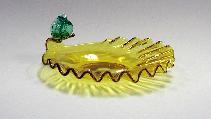 Bristol yellow ashtray with green decorated handle